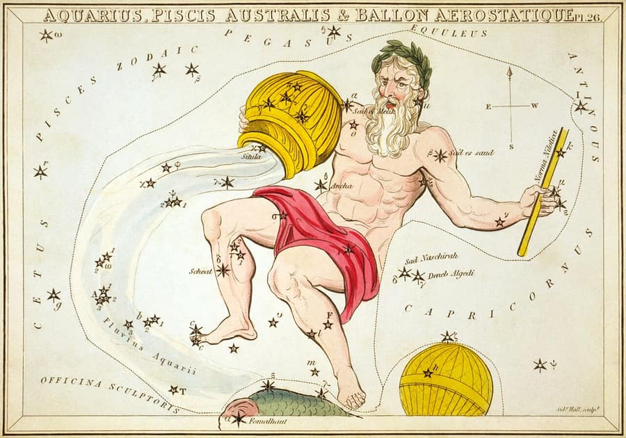 Gravura antiga da constelação de Aquário