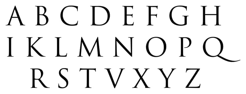 As letras do alfabeto latino clássico