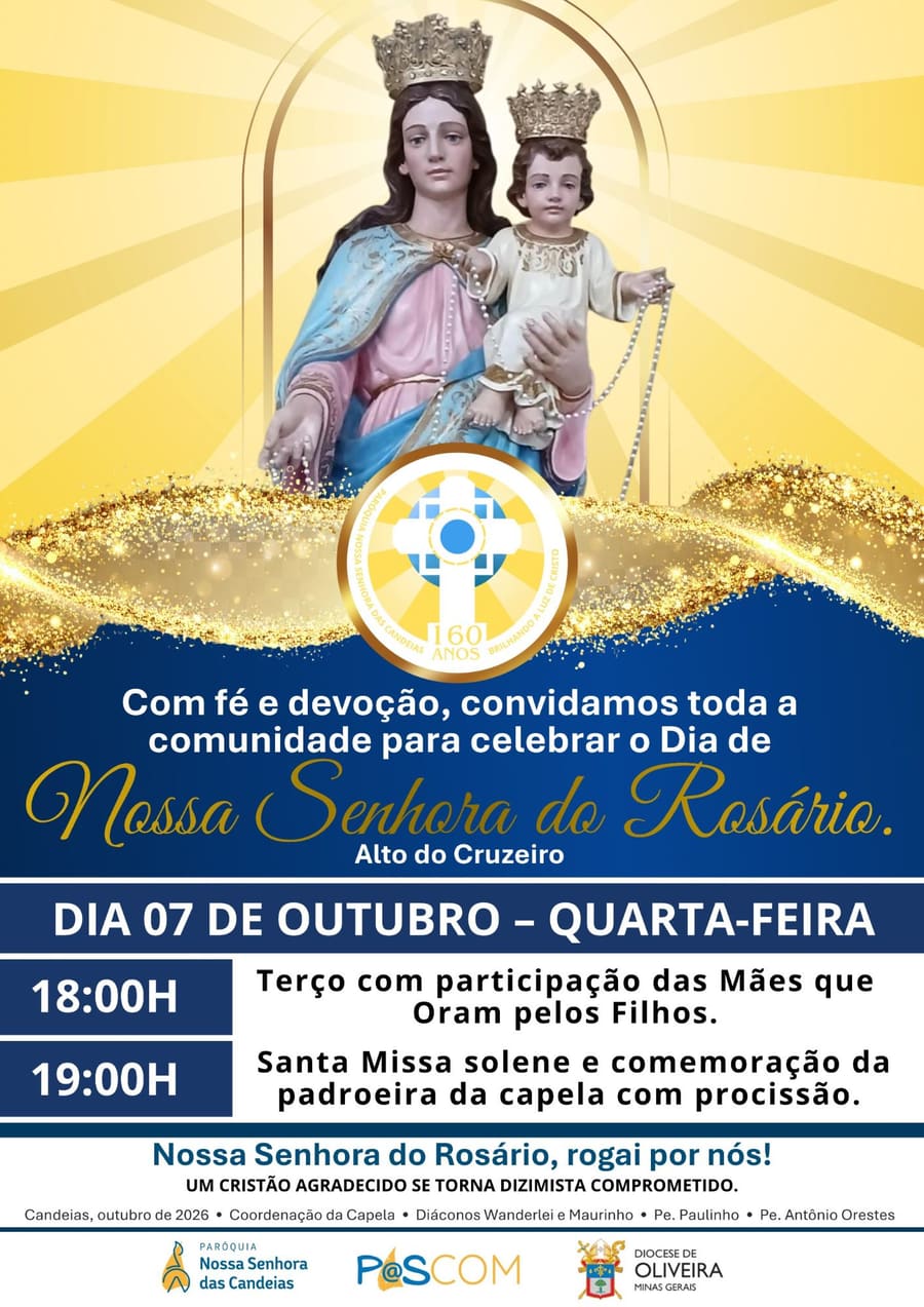 Cartaz da celebração de Nossa Senhora do Rosário no Alto do Cruzeiro, 7 de outubro de 2026