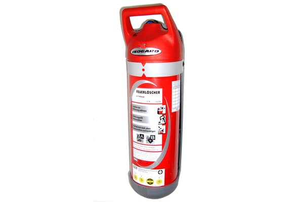 Extintor de incêndio portátil, vermelho, com alça no alto